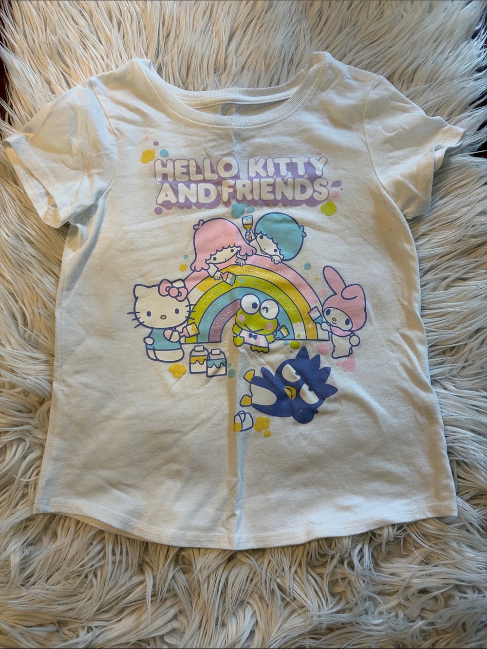 jumping beans White Hello Kitty and Friends Graphic Tee with Pastel Rainbow